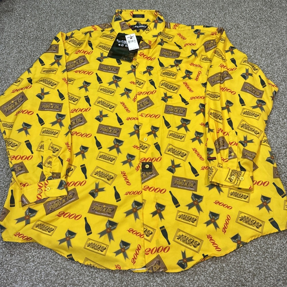 Vtg FUBU Rare Graphic 2000 Collectors Edition Men's XXXL Button Up New With Tags
